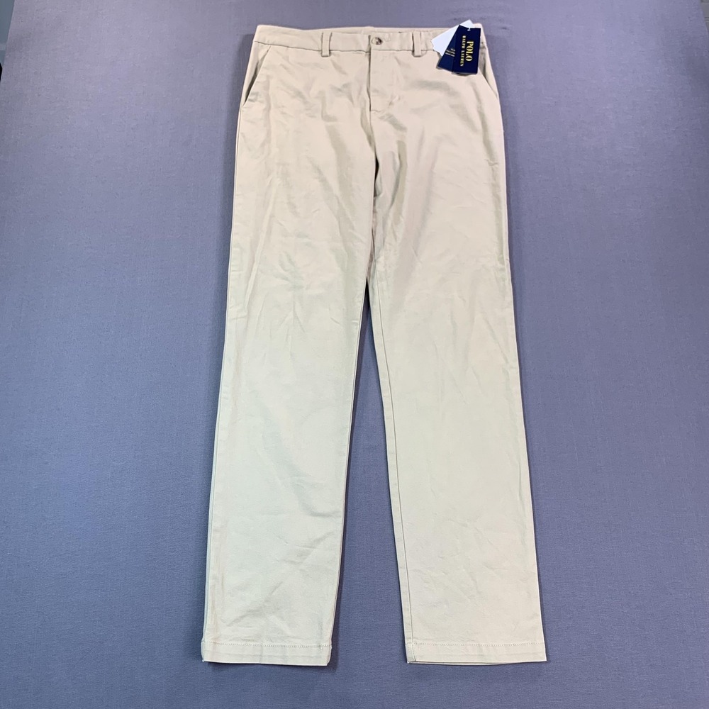 NEW Polo Ralph Lauren Pants Boys 18 (30x30) Khaki Beige Stretch Twill Chino - Picture 2 of 15